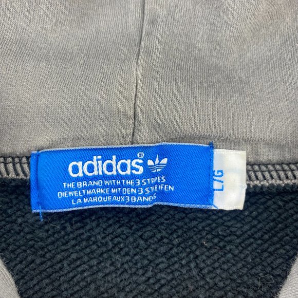 Adidas Sweater Women Large L Black Hoodie Pullover Sweatshirt Gray Red Logo - Picture 3 of 8